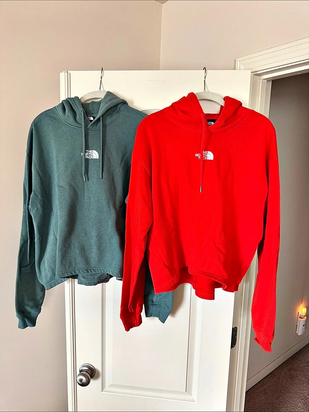 The North Face Logo Crop Drop Hoodie Orange & Green (includes 2 hoodies)